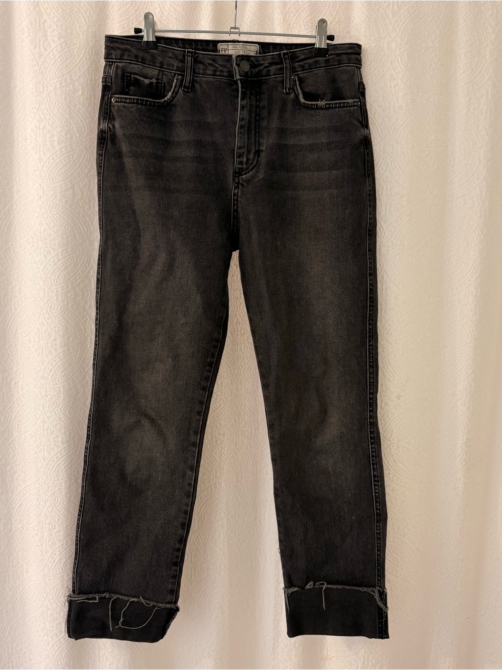 Free People Black Wash Denim Women’s Pants - Straight Leg